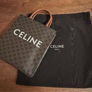 Celine Dark Brown Logo Tote